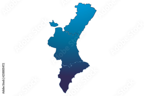 Comunidad valenciana de color azul.