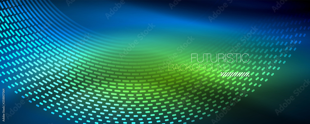 Glowing light particles in dark neon space, magic glow shiny abstract background Glowing light particles in dark neon space, magic glow shiny abstract background
