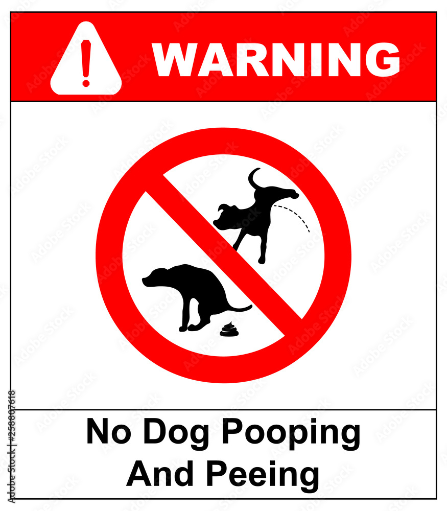 Warning forbidden sign no dog peeing and pooping. illustration isolated