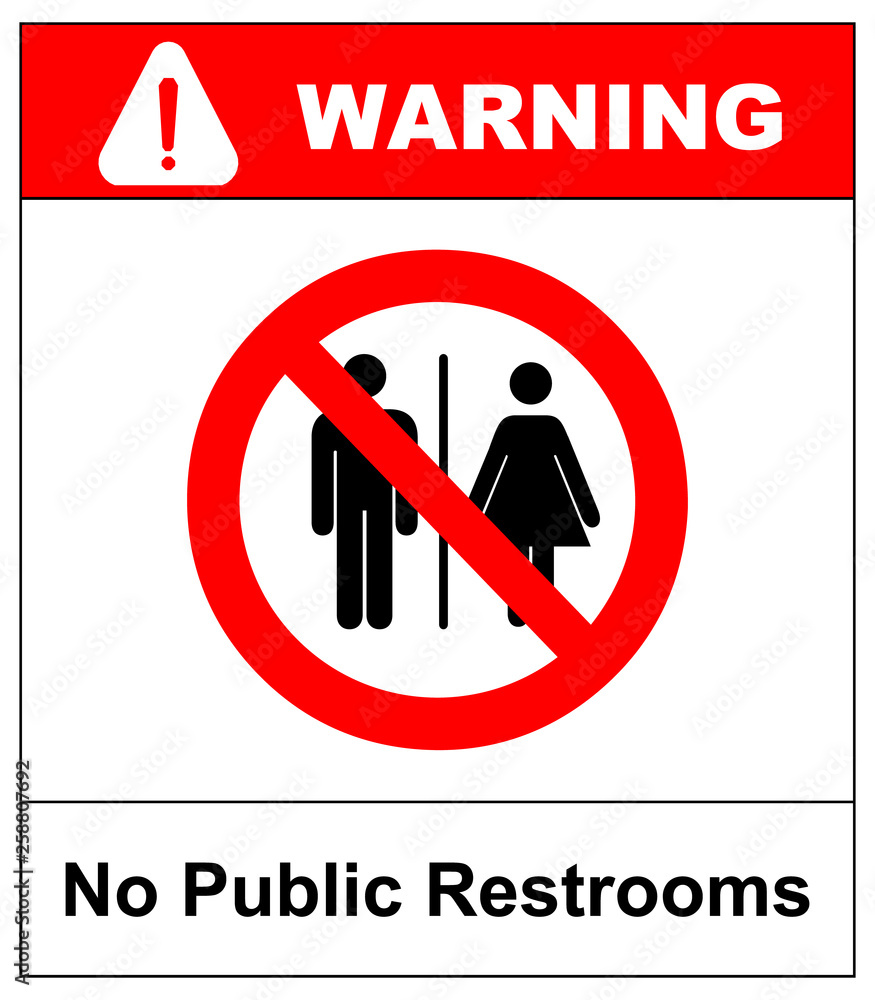 No public restrooms symbol. Do not pooping and peeing people sign. No