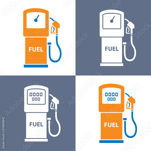 Fuel pump, gas or petrol filling station vector icons.