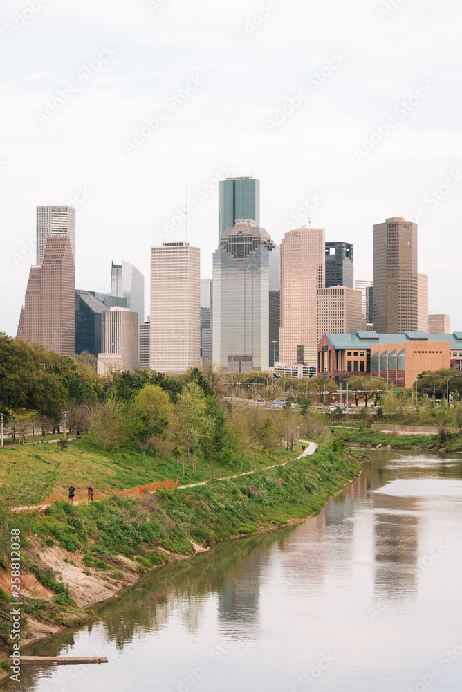 The Buffalo Bayou and Houston skyline, in Houston, Texas