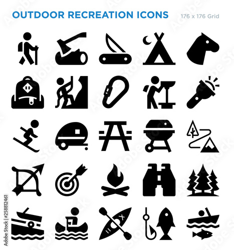 Outdoor Recreation Vector Icon Set