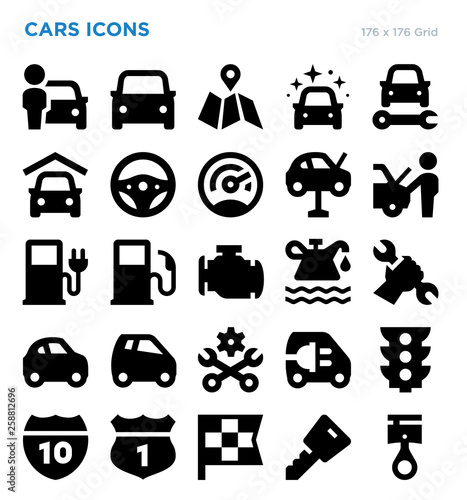 Fototapeta Naklejka Na Ścianę i Meble -  Cars Vector Icon Set