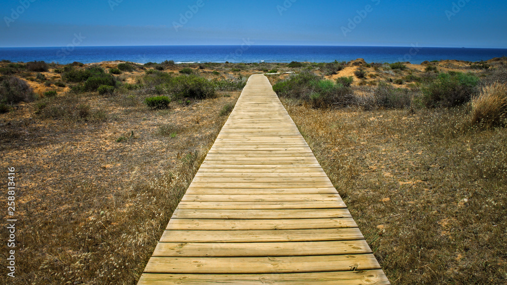Camino de madera en el Parque Natural de Calblanque (Murcia)