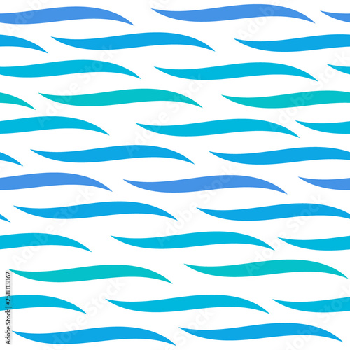Water waves seamless pattern, curve lines. Rhythmic waves
