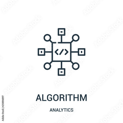 algorithm icon vector from analytics collection. Thin line algorithm outline icon vector illustration. photo