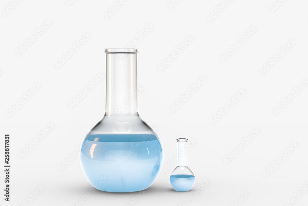 3d rendering, test tube and beaker in the lab 3d rendering, test tube and beaker in the lab