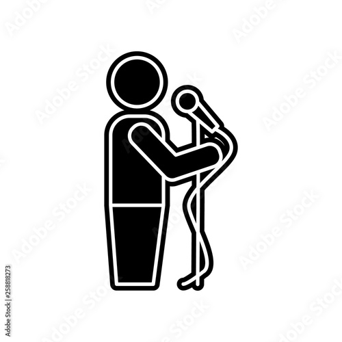 presenter with microphone icon. Element of Media tool for mobile concept and web apps icon. Glyph, flat icon for website design and development, app development