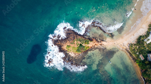 Aerial view of small island in mirissa Sri lanka