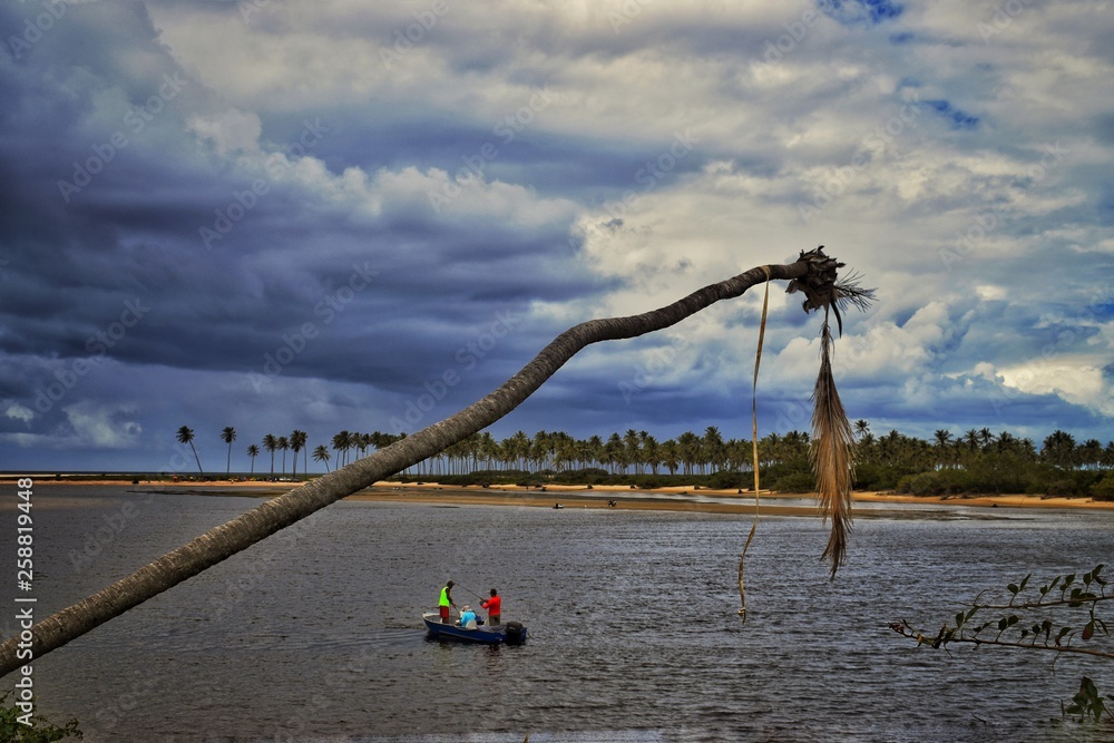 Fototapeta premium fishing boat on lake