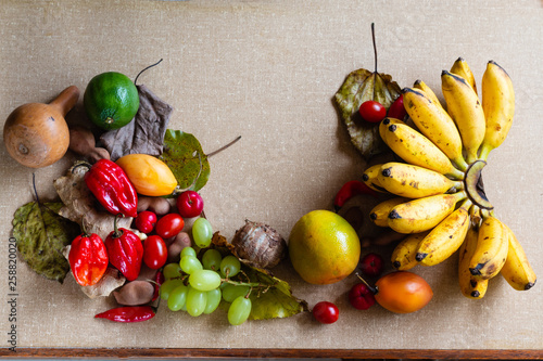 Fruit basketwith textured background. photo