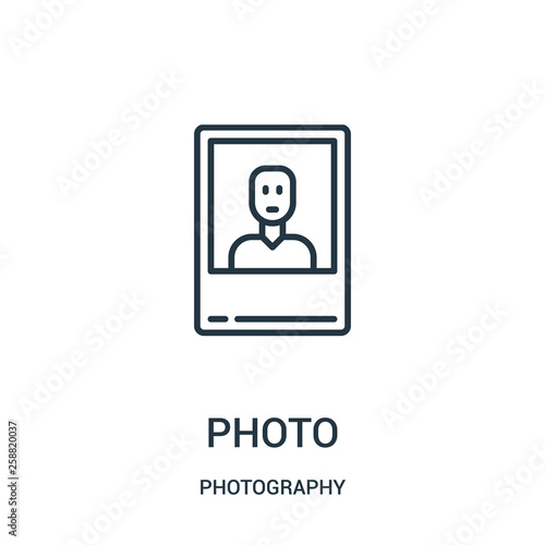 photo icon vector from photography collection. Thin line photo outline icon vector illustration.