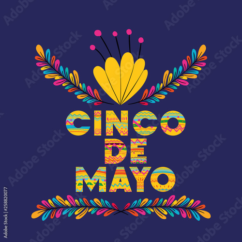 cinco de mayo card with floral decoration