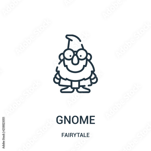 gnome icon vector from fairytale collection. Thin line gnome outline icon vector illustration.