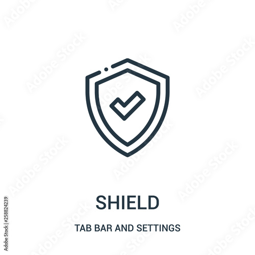 shield icon vector from tab bar and settings collection. Thin line shield outline icon vector illustration.