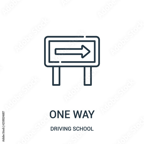 one way icon vector from driving school collection. Thin line one way outline icon vector illustration.