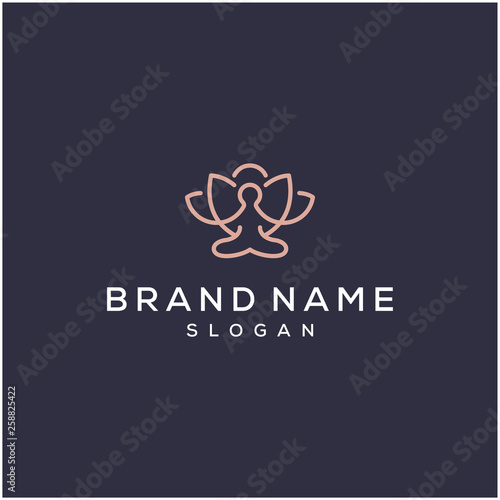 yoga flower position logo design