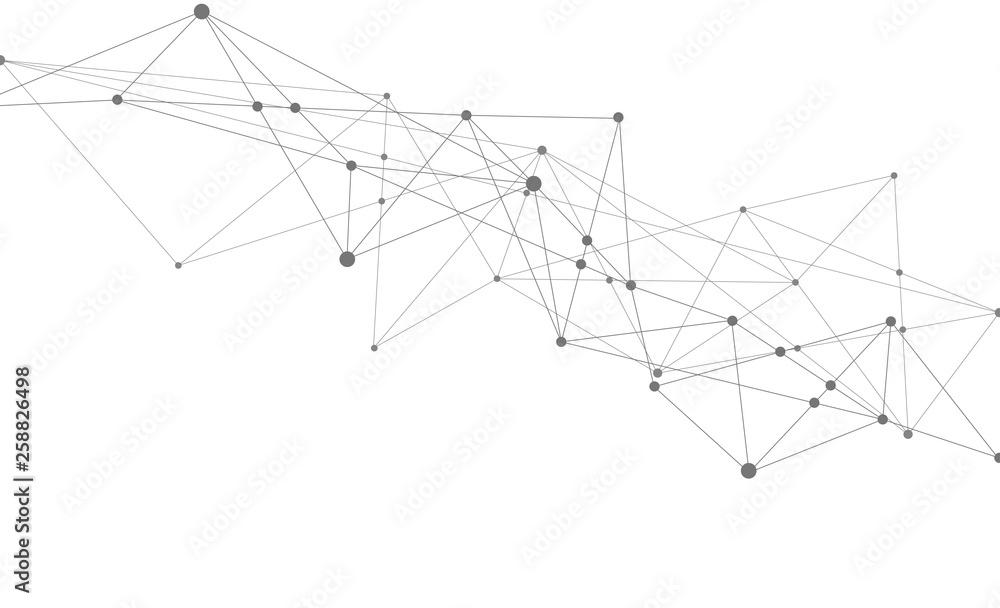 Abstract connecting dots and lines with geometric background. Modern technology connection science, Polygonal structure background. Vector illustration