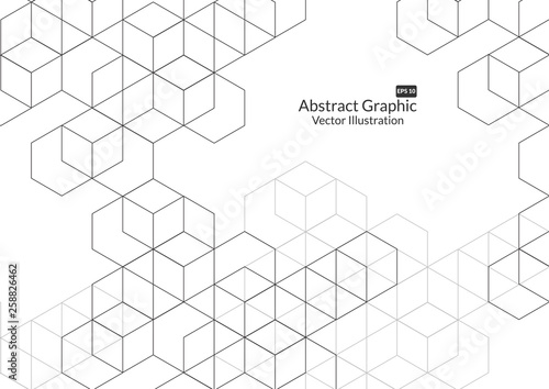Abstract boxes background. Modern technology with square mesh. Geometric on white background with lines. Cube cell. Vector illustration
