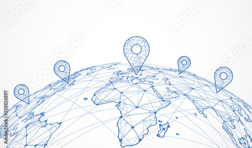 Fototapeta Naklejka Na Ścianę i Meble -  Global network connection. World map point and line composition concept of global business. Vector Illustration