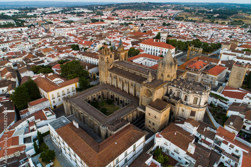 Aerial view of the city Evora Alentejo Portugal - historical center