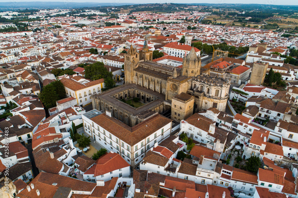 Aerial view of the city Evora Alentejo Portugal - historical center