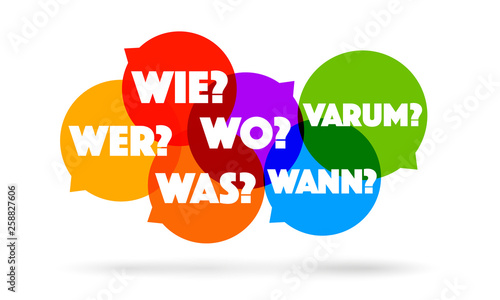 W-Fragen: wer, wie, was, wo, wann, warum	