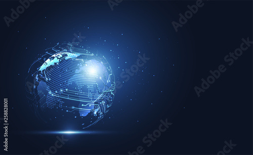 Global network connection. World map point and line composition concept of global business. Vector Illustration