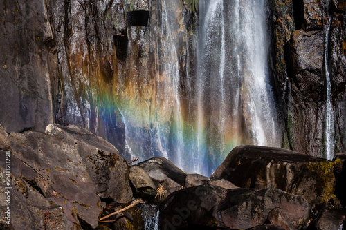 那智の滝の水しぶきで出現した虹