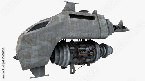 concept art of old space speedster on white background
