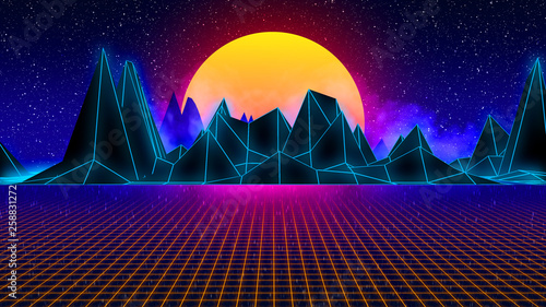 3D Render Synthwave Retrowave Synth