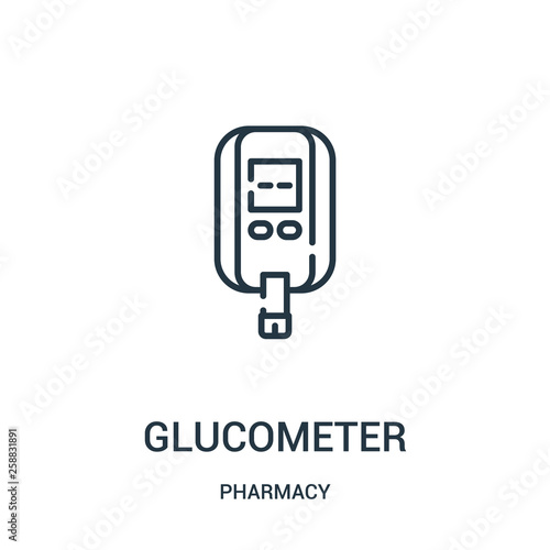 glucometer icon vector from pharmacy collection. Thin line glucometer outline icon vector illustration.