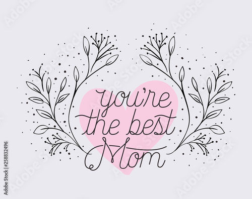 happy mothers day card with herbs heart frame