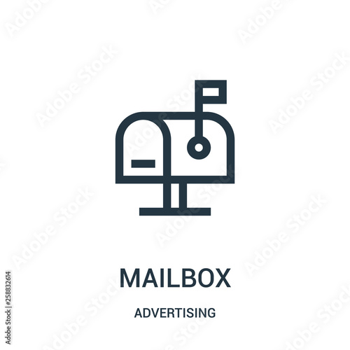 mailbox icon vector from advertising collection. Thin line mailbox outline icon vector illustration.