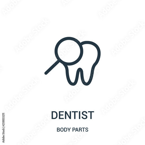 dentist icon vector from body parts collection. Thin line dentist outline icon vector illustration.