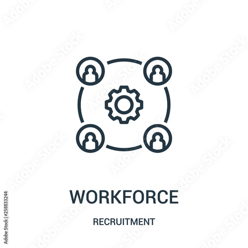 workforce icon vector from recruitment collection. Thin line workforce outline icon vector illustration.