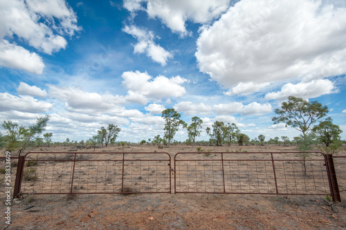 Gate to an outback property in the dry