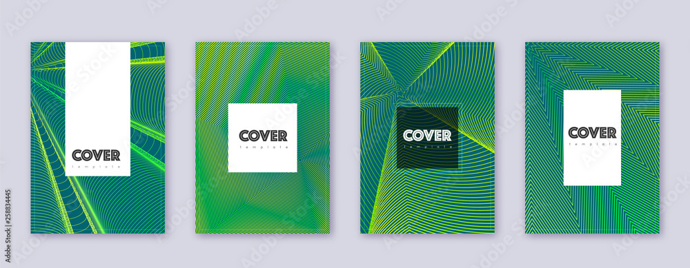 Hipster brochure design template set. Green abstra Hipster brochure design template set. Green abstra