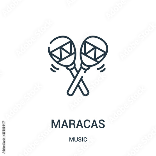 maracas icon vector from music collection. Thin line maracas outline icon vector illustration.