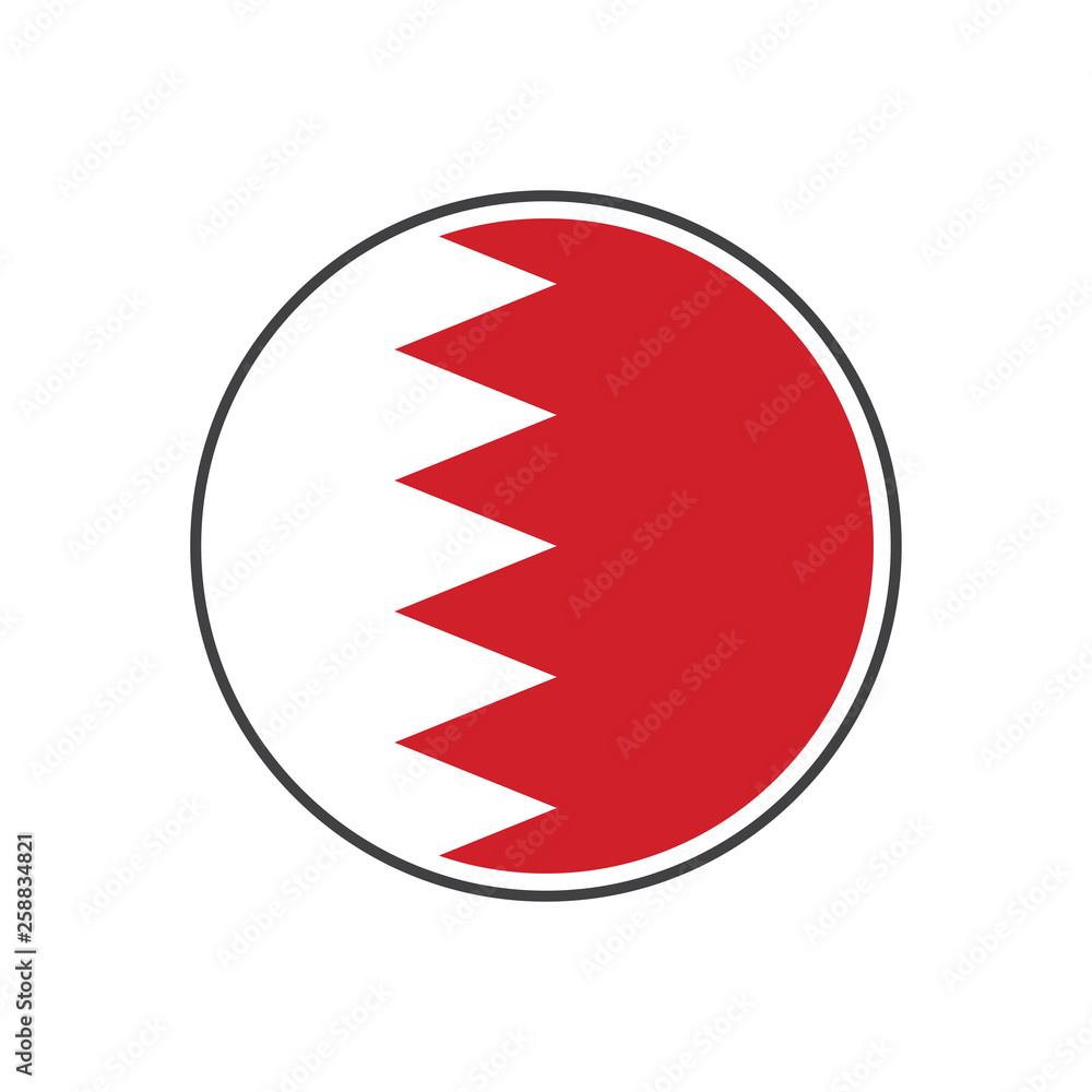 Circle bahrain flag with icon vector isolated on white background