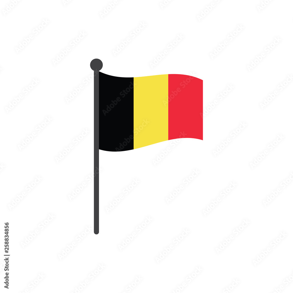 belgium flag with pole icon vector isolated on white background