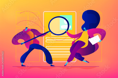 Recruitment agency, human resources service, recruitment network concept. Vector isolated concept illustration. Small heads and huge legs people. Hero image for website.