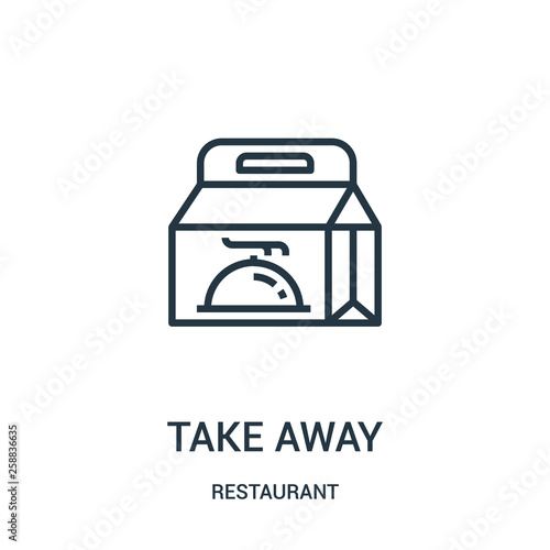 take away icon vector from restaurant collection. Thin line take away outline icon vector illustration.