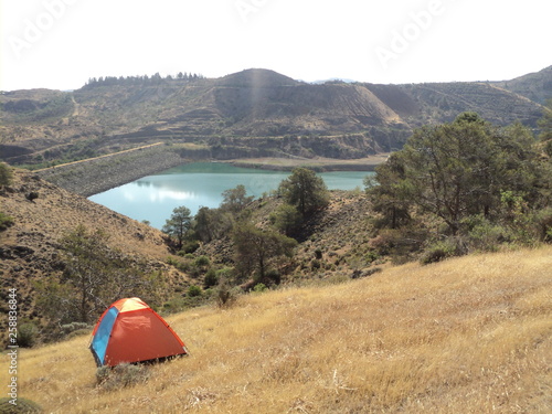 Tent over a lake in Northern Cyprus