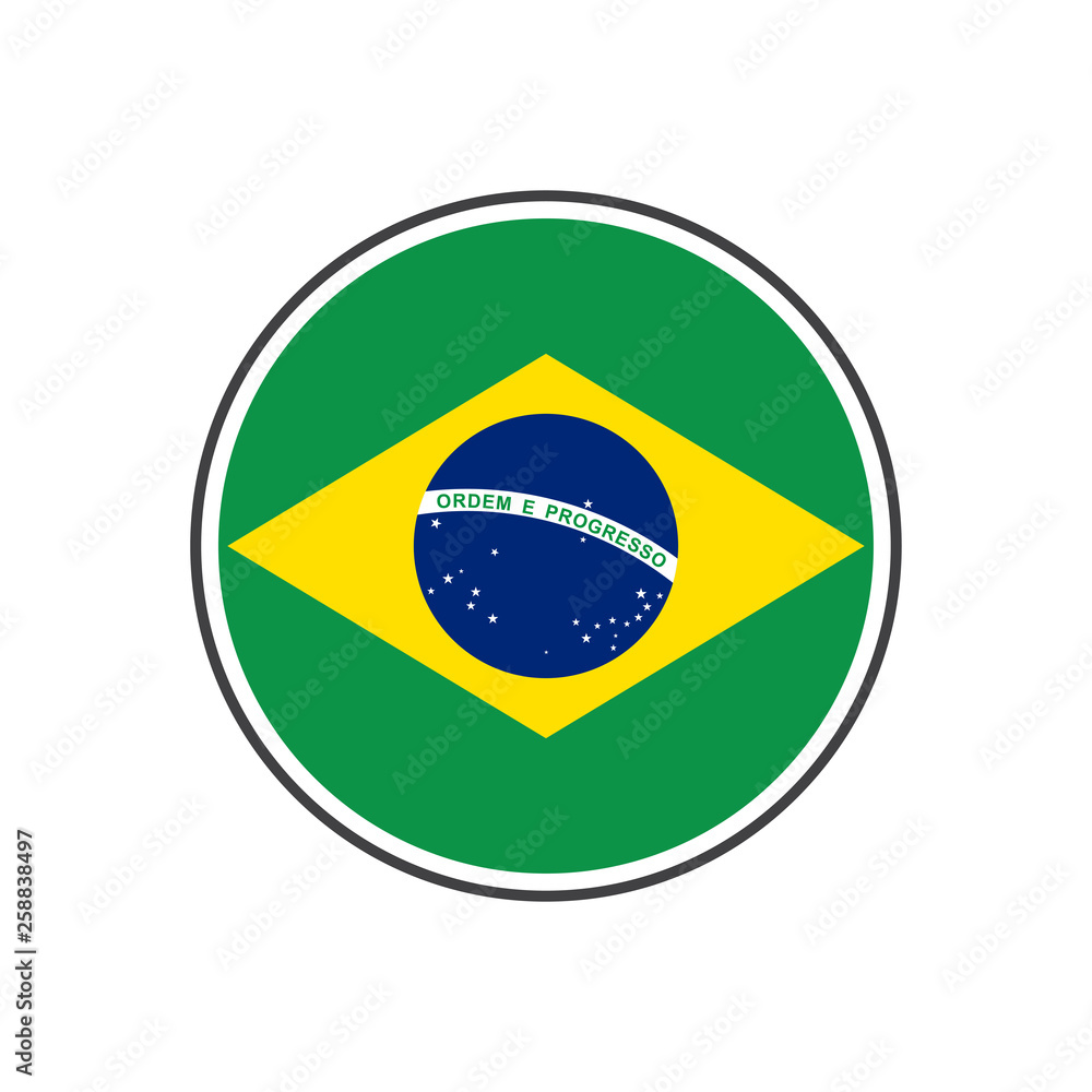 Obraz premium Circle brazil flag with icon vector isolated on white background