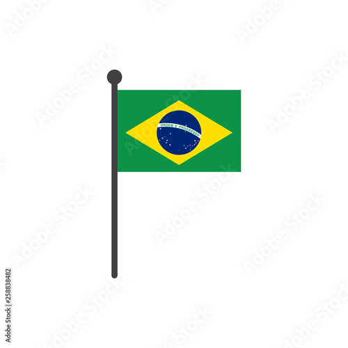 brazil flag with pole icon vector isolated on white background