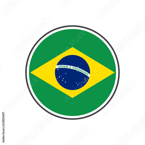 Circle brazil flag with icon vector isolated on white background