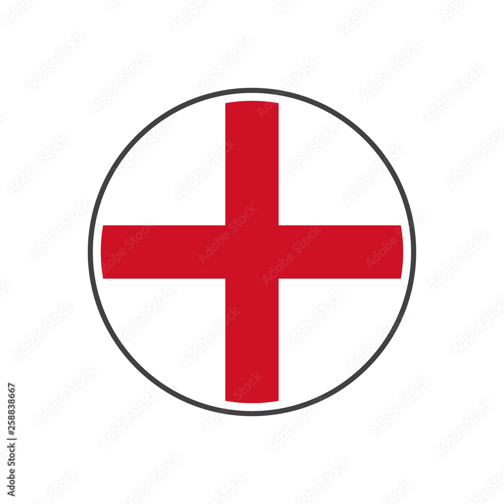 Circle england flag with icon vector isolated on white background Circle england flag with icon vector isolated on white background