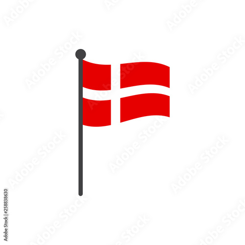 denmark flag with pole icon vector isolated on white background